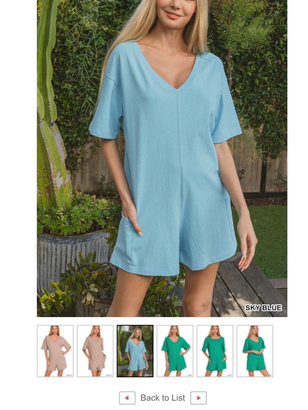 Zenana Outfitters Sky Blue V-Neck Romper Cover-Up